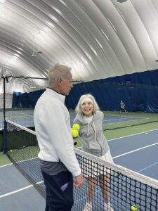 Pat Schonefeld at the net.