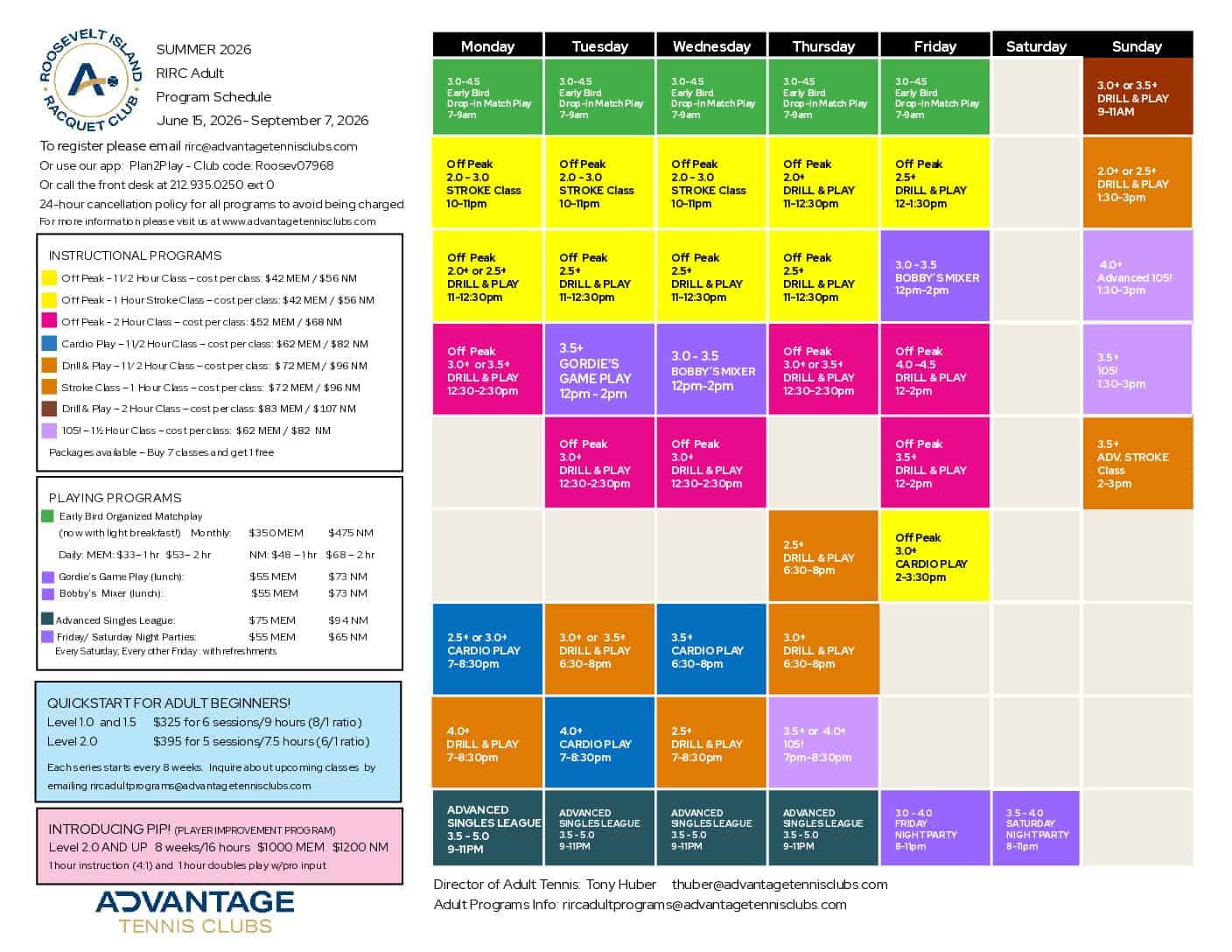 Roosevelt Island Adult Program Schedule Spring/Summer 2026