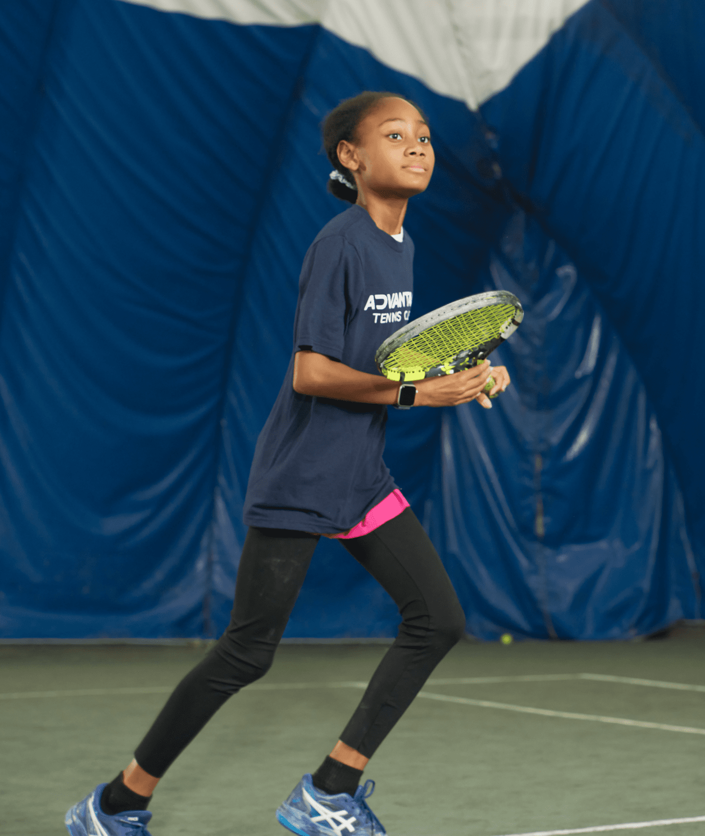 Rectangle 4798 Six kids participating in one of Advantage's tennis programs for juniors.